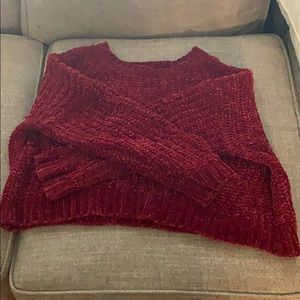 Urban Heritage Red Velvet Fluffy Crop Sweater